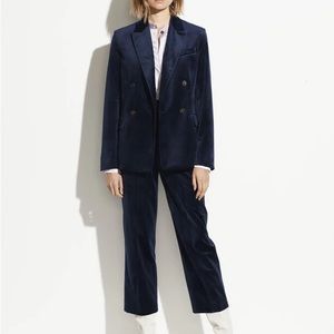 Vince navy Baltic blue velvet suit set - blazer and trousers 4